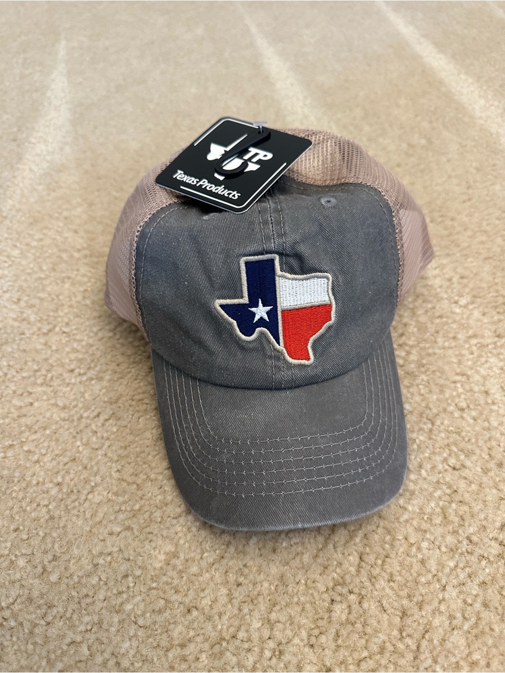 Texas Flag Patch Trucker Hat - Gray & Cream NWT